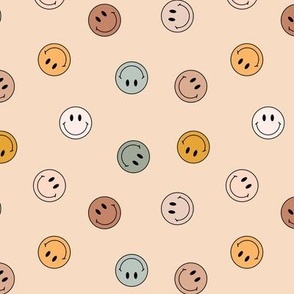 Extra Small Boho Smiley Faces in Neutral Beige Yellow Sage Green Brown