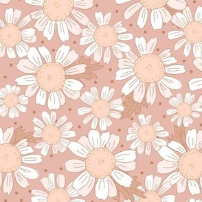 Muted Pink Boho Daisies Flowers