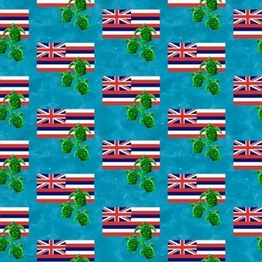 Hawaii Flag and Green Sea Turtles