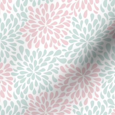 Candy Petals in Seaglass Green and Cotton Candy Pink medium motif