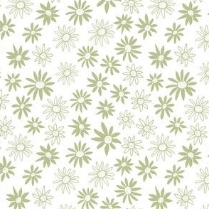Simple Floral No.2232 Sage on White