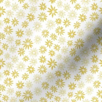 Simple Floral No.2232 Yellow on White