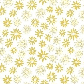 Simple Floral No.2232 Yellow on White