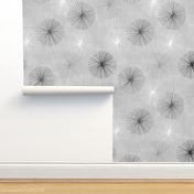 Dandelions Light Grey Grayscale by Friztin