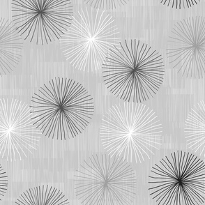 Dandelions Light Grey Grayscale by Friztin
