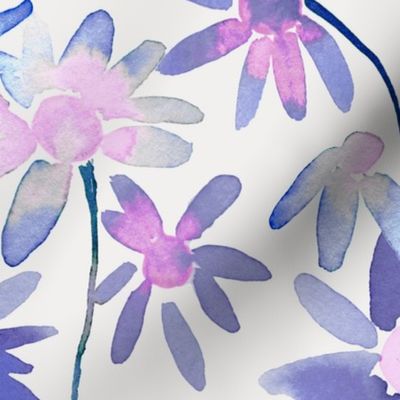 Daisies watercolor Violet Periwinkle Jumbo large