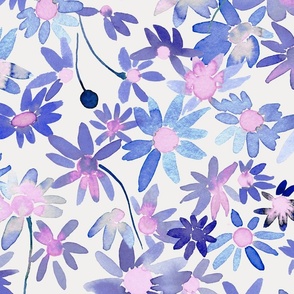 Daisies watercolor Violet Periwinkle Jumbo large