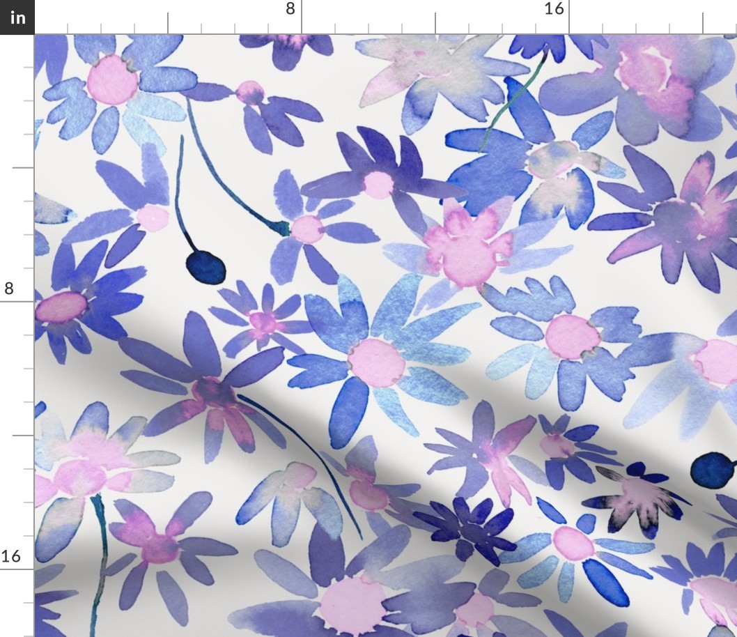 Daisies watercolor Violet Periwinkle Jumbo large