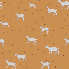 Goats pattern on yellow background