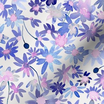Daisies watercolor Violet Periwinkle Medium