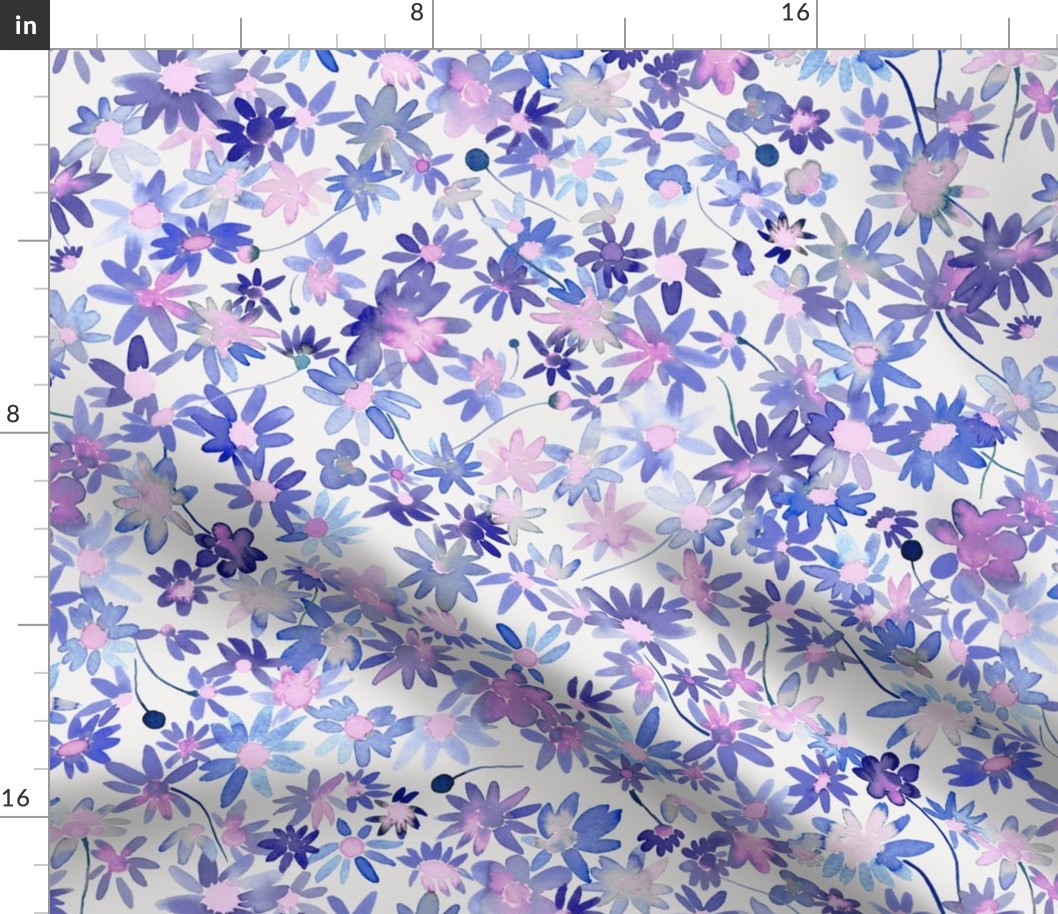 Daisies watercolor Violet Periwinkle Medium