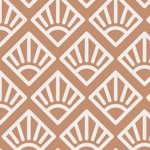 Art Deco Sun Block Print | Medium Scale | Apricot Orange, Bright White