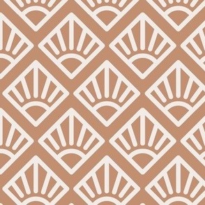 Art Deco Sun Block Print | Small Scale | Apricot Orange, Bright White