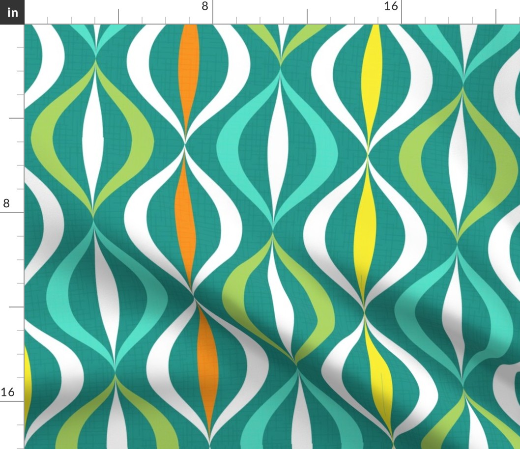 1960s Retro Atomic Teardrops Mod Abstract Shapes Lines Mid-Century Modern Design Pattern