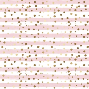 Watercolor Stripes in Cotton Candy with Gold Dots