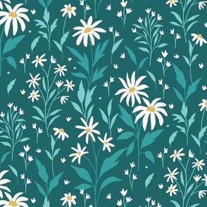 Large Daisy Spray Weeds in Teal