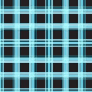 Plaid, neon blue, black