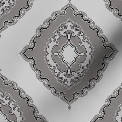 Arabetto Nuovo Damask in Gray (9 inch)