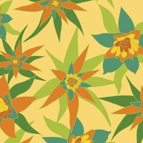 Bromeliad Blossoms: Teal & Tangerine