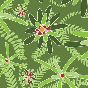 Bromeliads & Ferns: Leafy Green & Cream