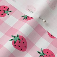 Summer Strawberry Gingham - medium scale
