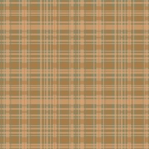 Retro Festive Plaid / Brown Peach Green / 4 in