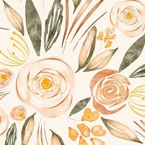 Peachy watercolor floral large