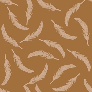 Floating Feathers - Khaki on Copper, large scale