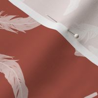 Floating Feathers - White on Red, large scale