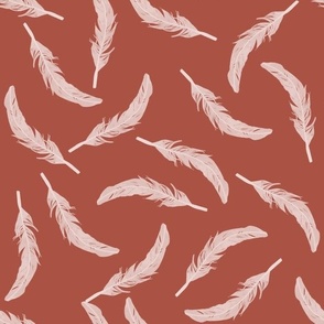 Floating Feathers - White on Red, large scale