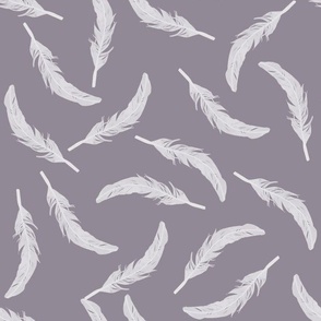 Floating Feathers - White on Lavender, large scale