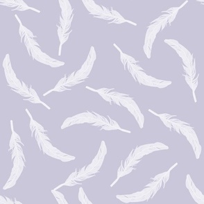 Floating Feathers - White on Lilac, large scale