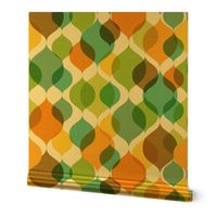 1960s Green Blue Orange Retro Atomic Mod Abstract Teardrop Shapes Mid-Century Modern Design Pattern