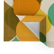 1960s Green Blue Orange Retro Atomic Mod Abstract Teardrop Shapes Mid-Century Modern Design Pattern