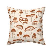 illustrated mushrooms - brown + beige