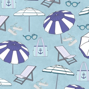 Beach, Summer, Umbrellas, Aqua, Blue, Purple, Summer, Beachy, Coastal, Tropical, JG Anchor Designs by Jenn Grey
