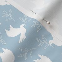 Stand with Ukraine freedom birds - Make love not war bird of peace in traditional ukrainian flag colors DONATION soft baby blue white SMALL