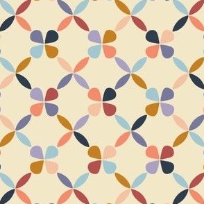 Colorful geometric leaves in soft colors