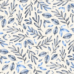 Forest Floor - blue on cream 