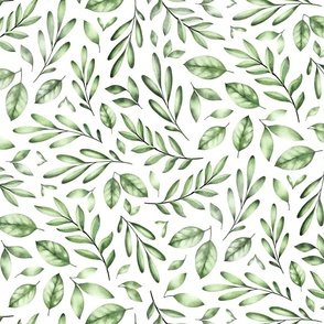Forest Floor - leaf green on white