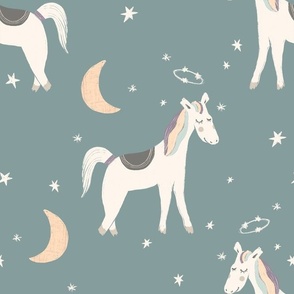 ponies, stars and moons large scale green