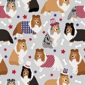 Patriotic Sheltie Gray