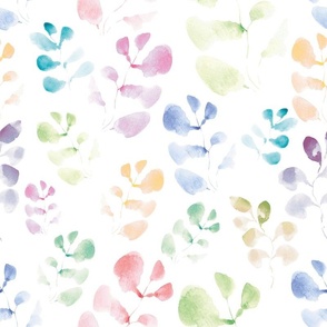 Candy color leaves in watercolor,  big scale,  from Anines Atelier.  For  coastal casual interior.