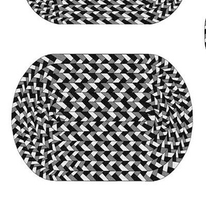 Black White and Gray Braided Rug for Dollhouse
