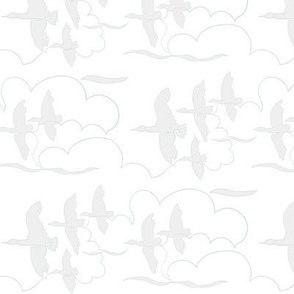 Flying Geese mini, pale grey on white