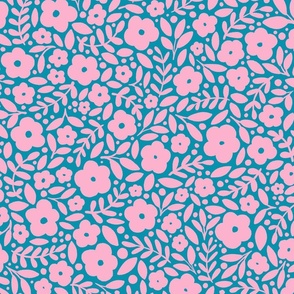 Itty bitty Flowers - blue and pink