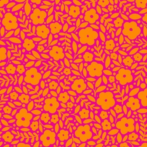 Itty bitty Flowers - orange and shock pink
