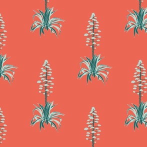 Agave Cactus Wallpaper - bright retro colors - desert cacti - orange, green