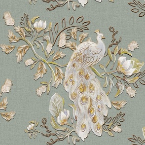 White Peacock Fabric, Wallpaper and Home Decor | Spoonflower
