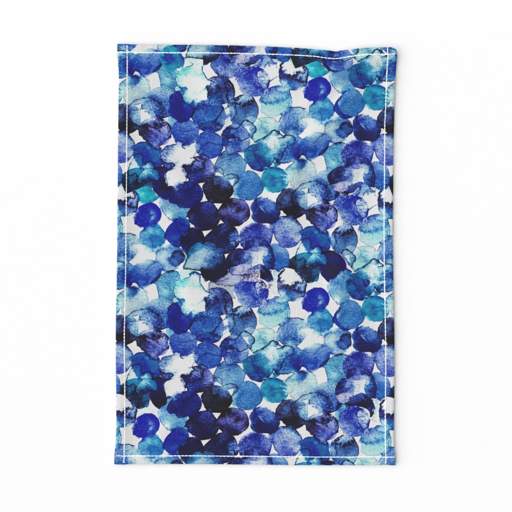 Indigo Blue Watercolor Drops on White by Brittanylane